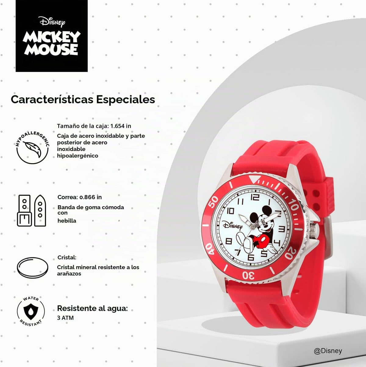 Reloj Disney Mickey Mouse para hombre - Reloj clásico de Mickey Mou...