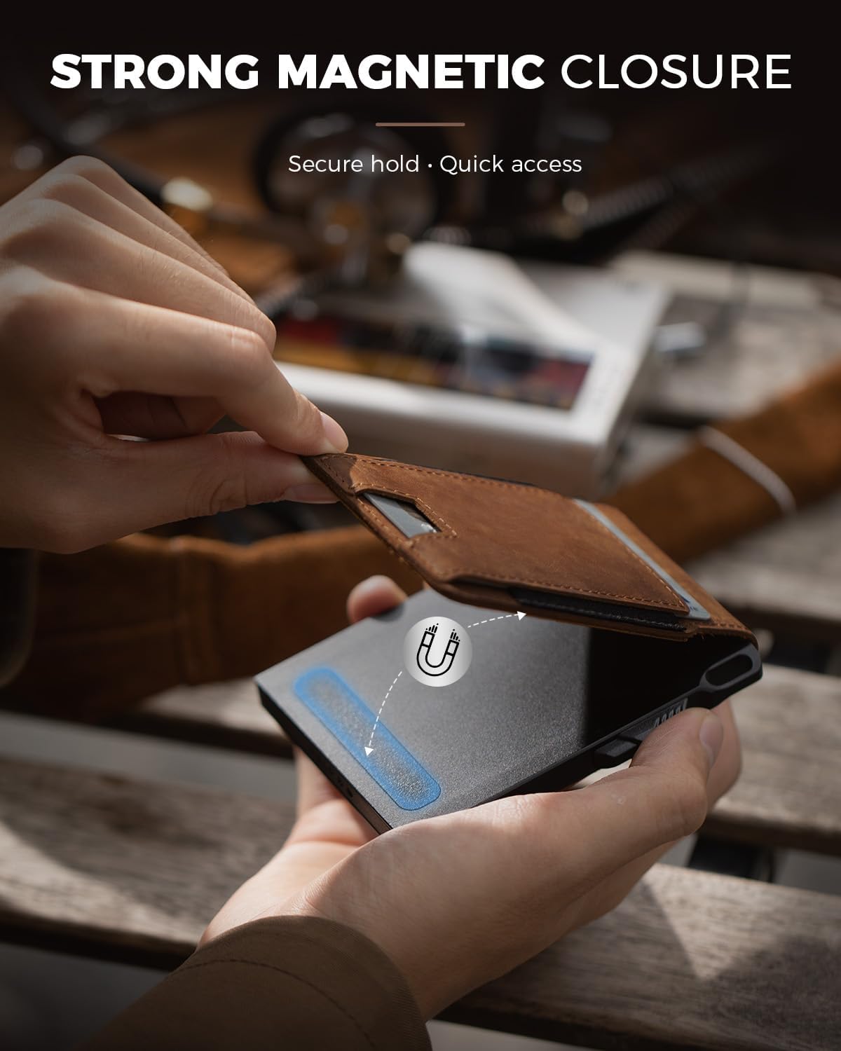 LORZOR Cartera táctica de piel auténtica para hombre, tarjetero des...