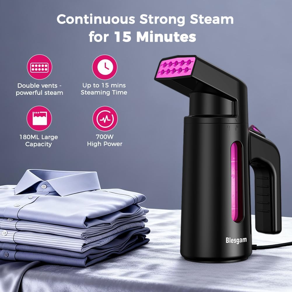 Blesgam Vaporizador de viaje para ropa, vapor de doble fila, vapor...