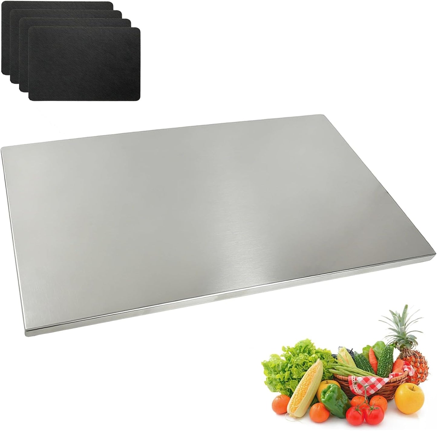 Tabla de cortar grande de acero inoxidable para cocina, 10.9 x 19.7...