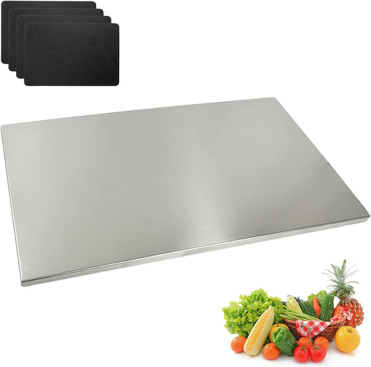 Tabla de cortar grande de acero inoxidable para cocina, 10.9 x 19.7...