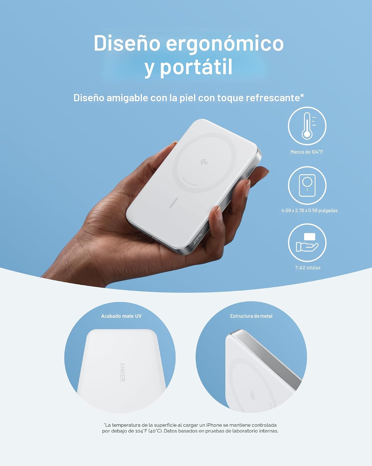 Anker MagGo Power Bank, cargador portátil de 15 W con certificación...