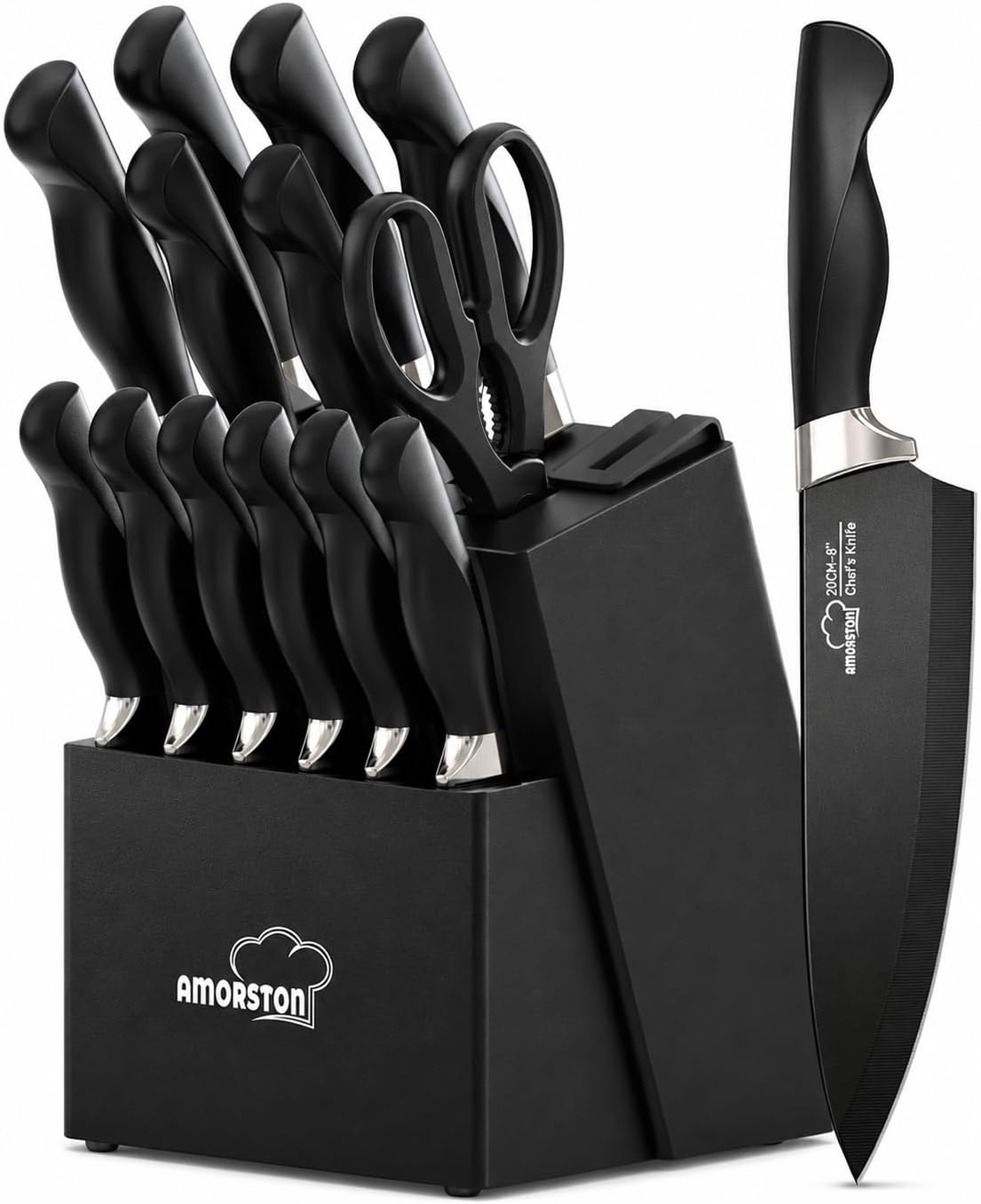 Juego de Cuchillos, Amorston 15 Piezas Juego de Cuchillos para Coci...