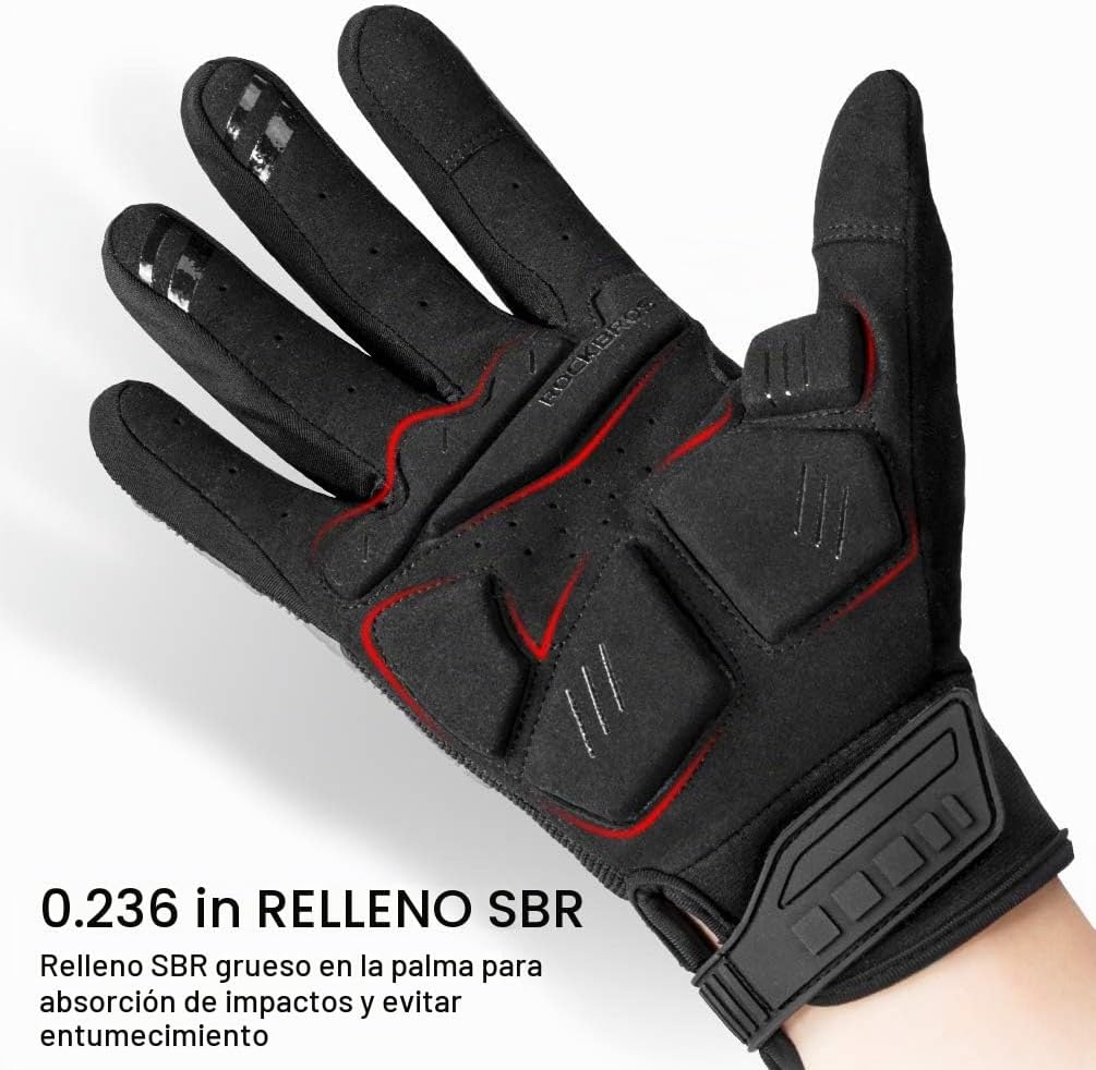 Rockbros - Guantes de bicicleta de montaña con almohadilla de gel d...