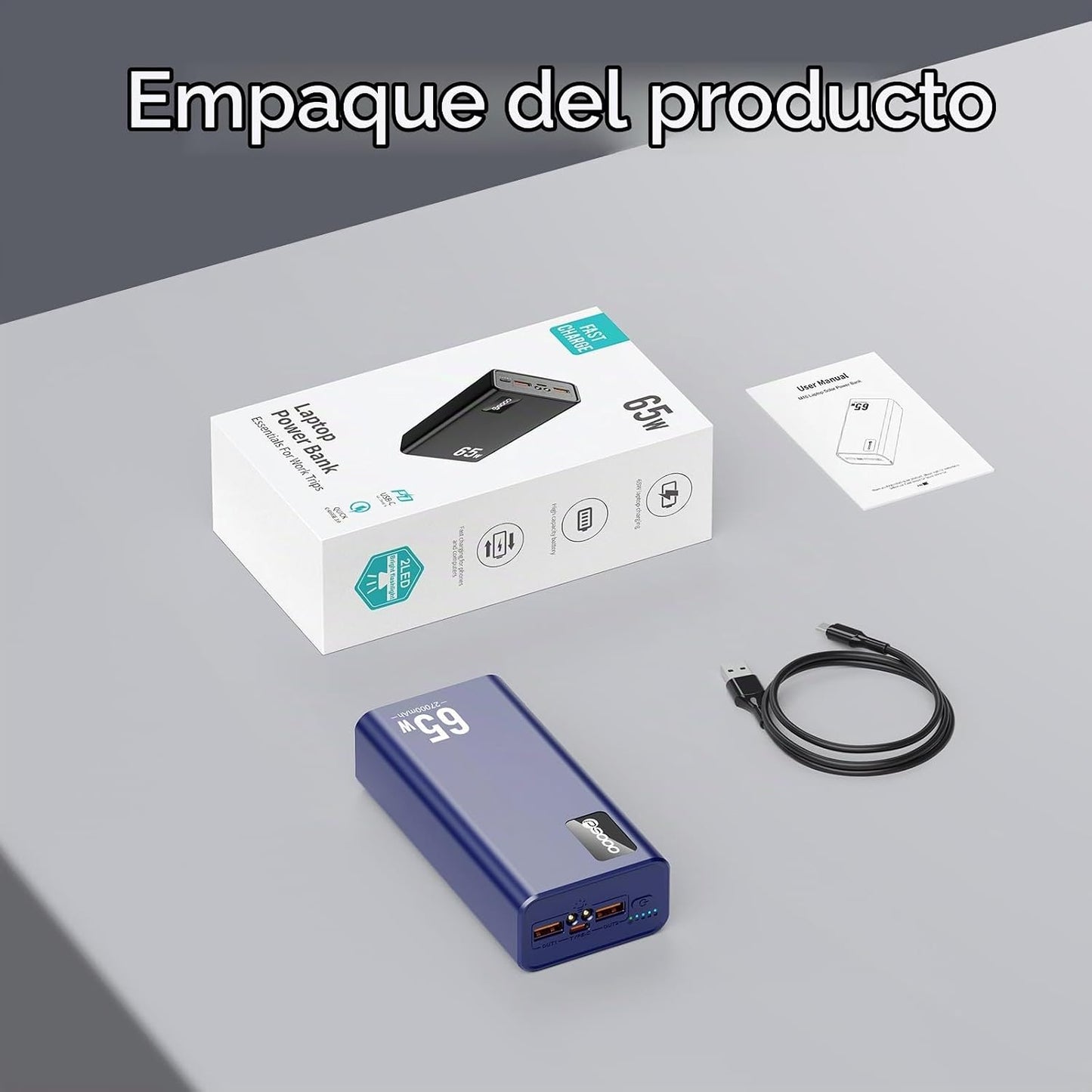 PSOOO Cargador portátil de 27000 mAh 65 W PD de carga rápida, bater...
