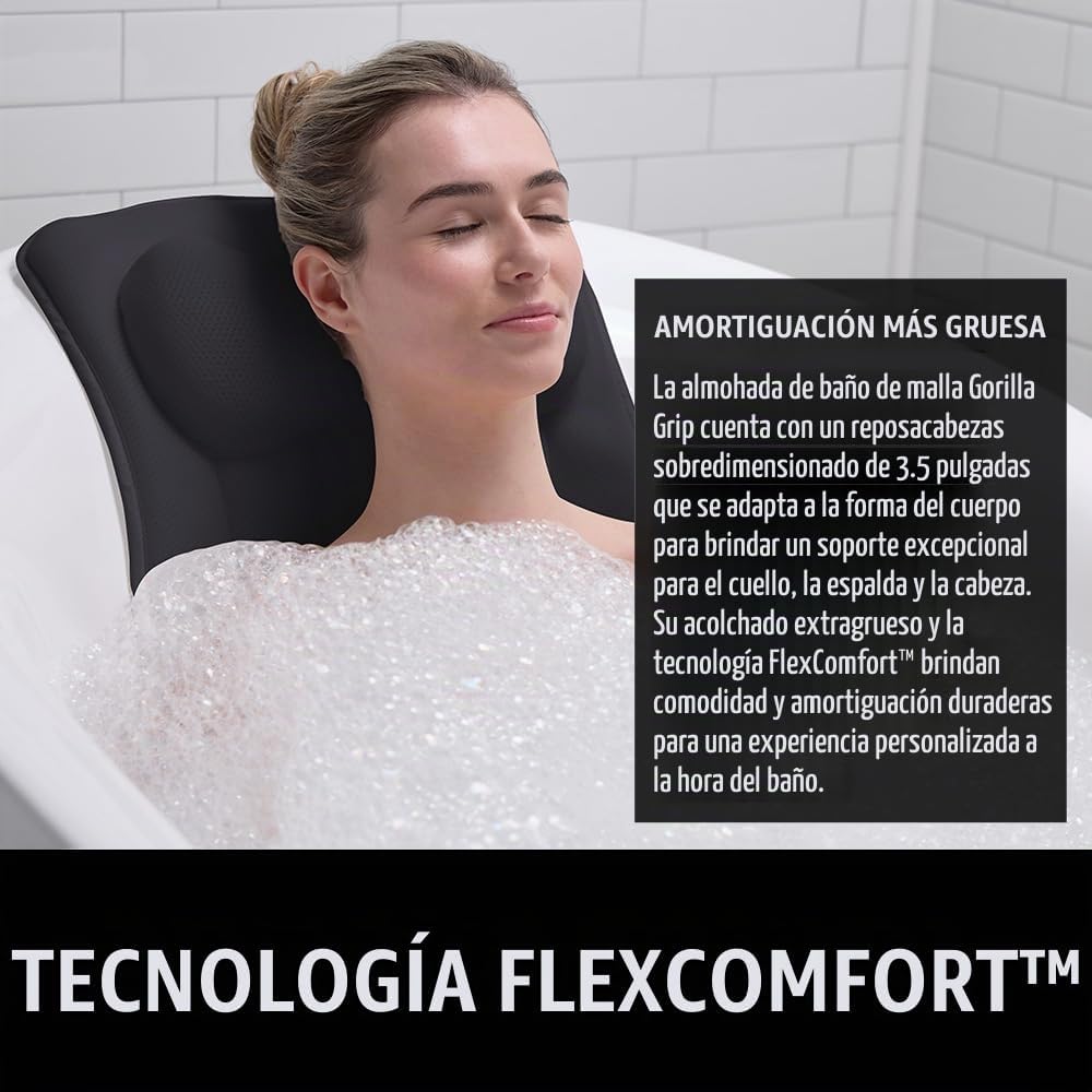 GORILLA GRIP Almohada de Baño para Tina con Potentes Ventosas, Almo...