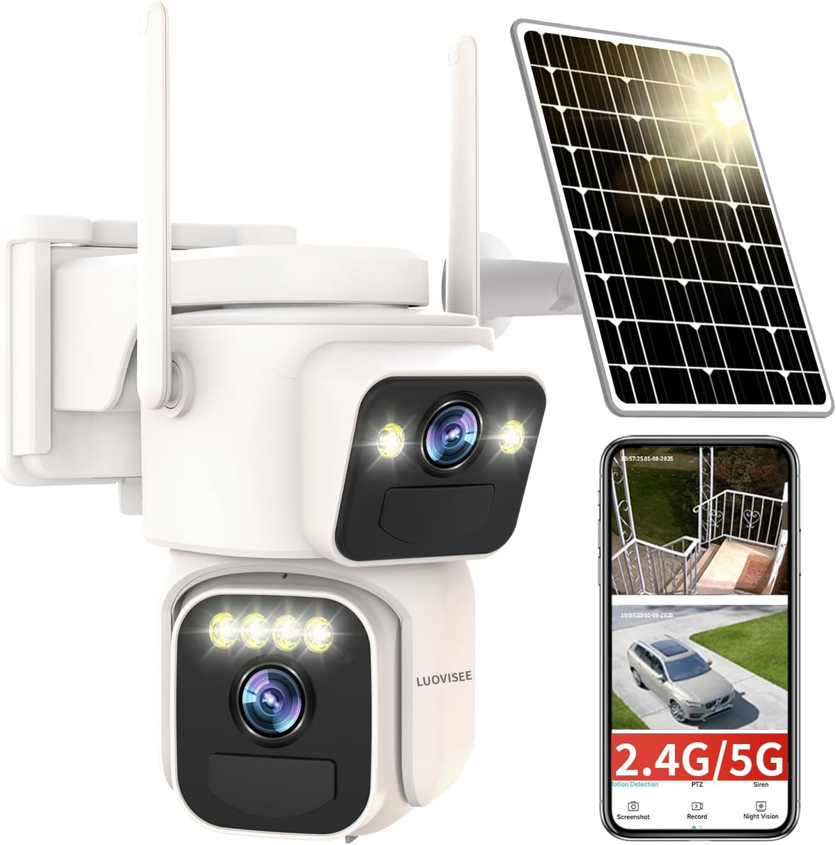 Luovisee Cámaras de seguridad solares inalámbricas para exteriores,...