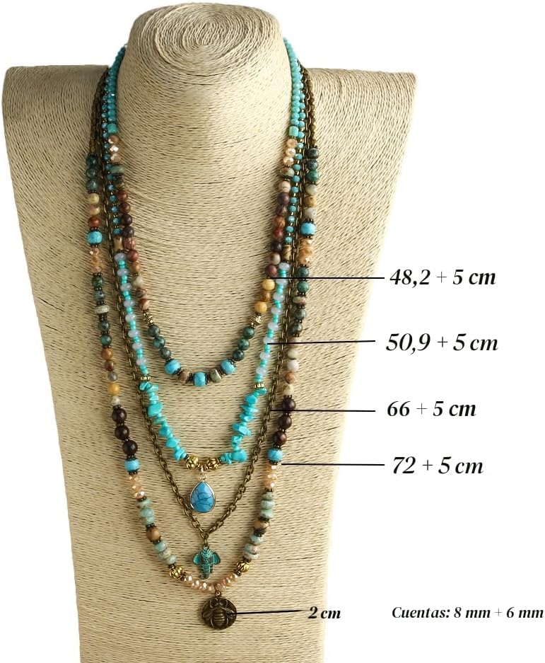 Yomisa Collares bohemios en capas para mujer, collar largo de cuent...