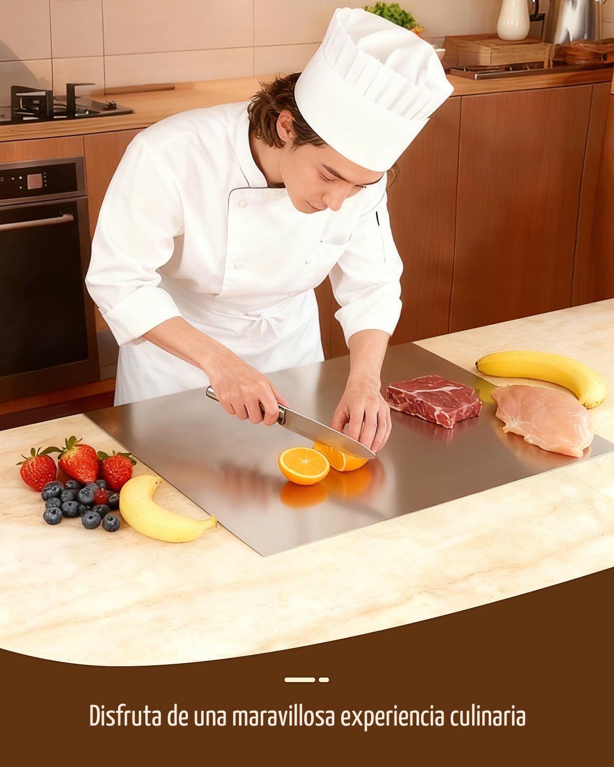 GVUHR Tabla de cortar de acero inoxidable 304 para cocina - Tabla d...