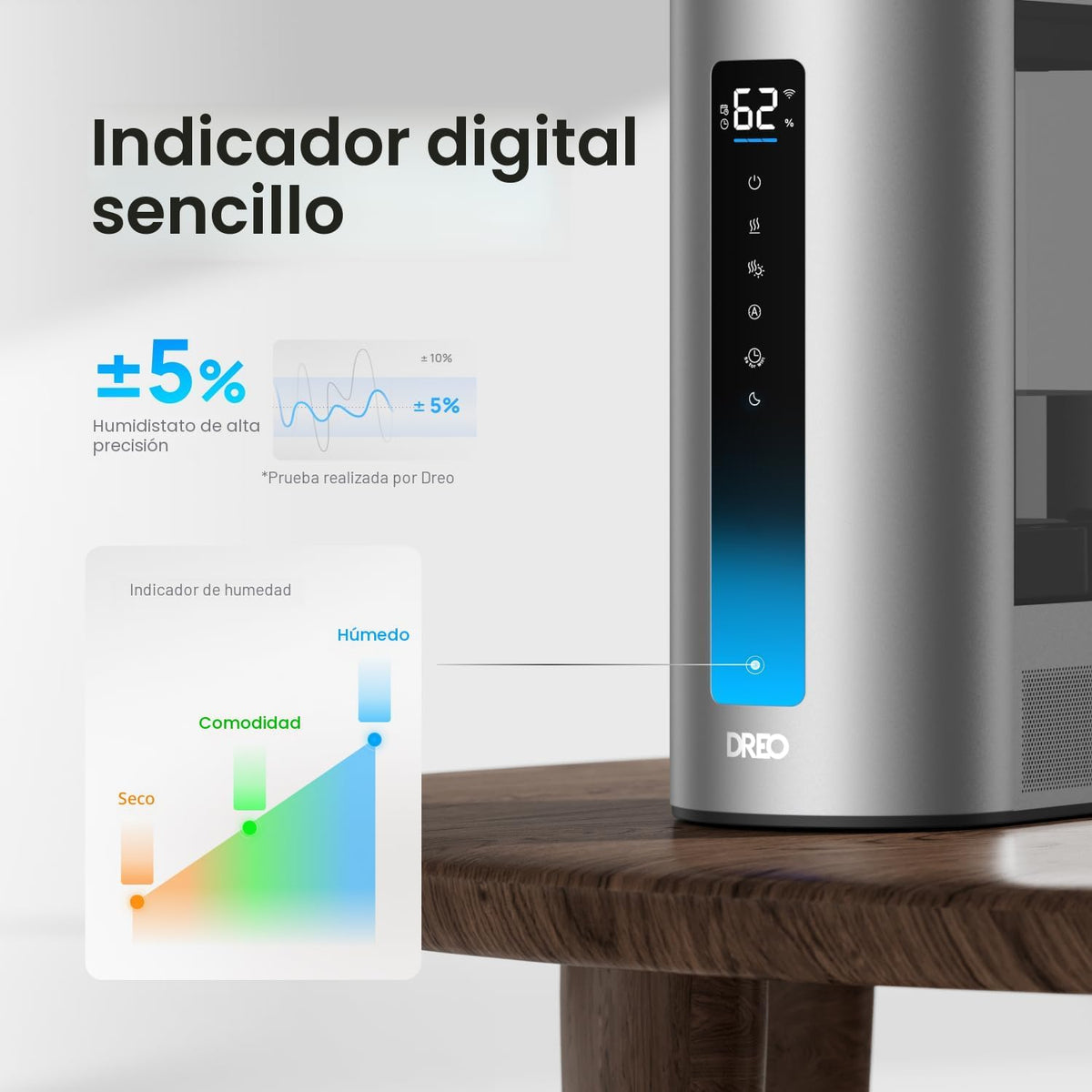 DREO Humidificadores inteligentes de 6L para dormitorio, niebla cál...