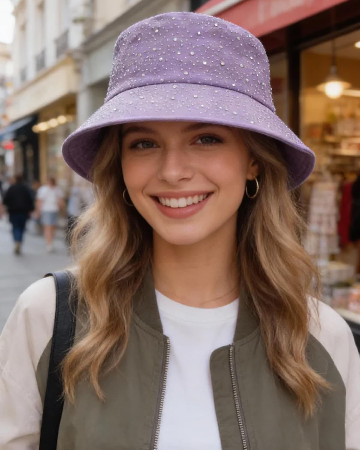 BOLLEY JOSS Sombrero de cubo brillante para mujer, sombrero de sol...