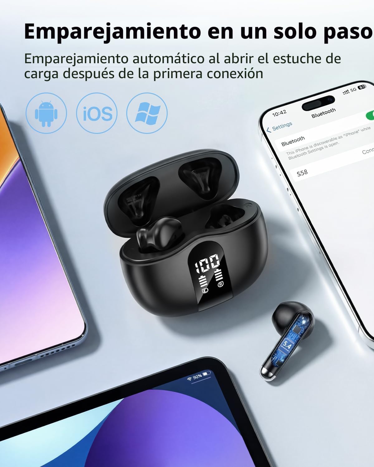 Auriculares inalámbricos, auriculares Bluetooth 5.4 2026 con micróf...