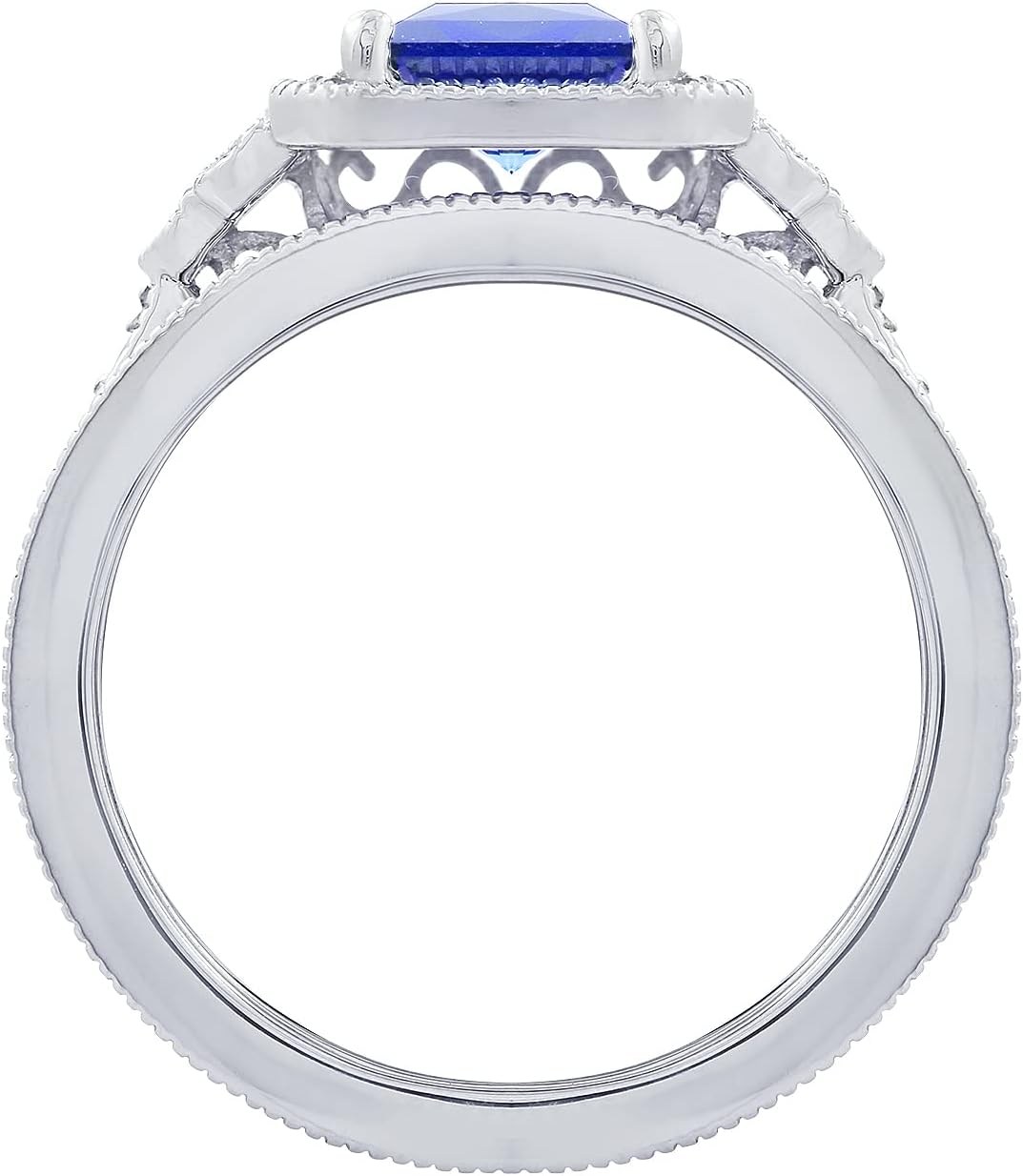 Amazon Essentials Anillo antiguo de plata de ley chapada en platino...