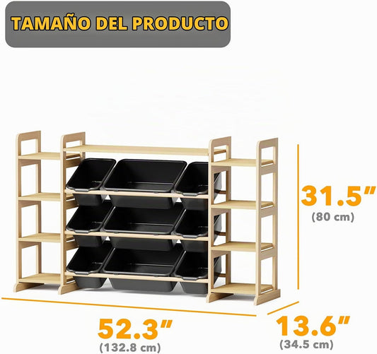 SpaceAid Organizador grande de almacenamiento de juguetes, 9 estant...