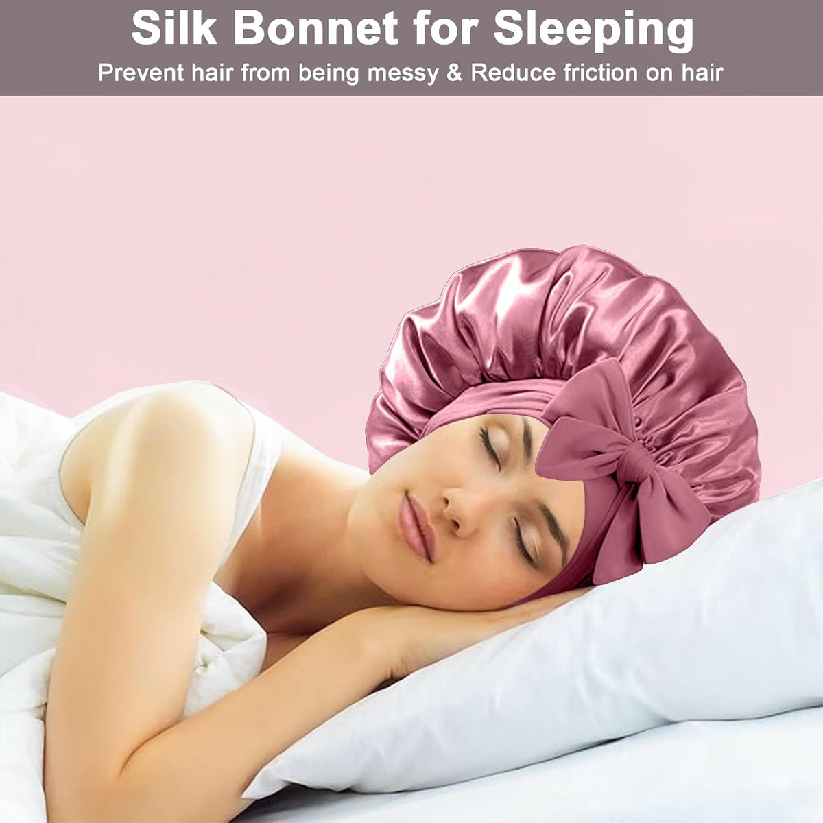 2 piezas de gorro de seda satinada para dormir para mujeres, gorro...