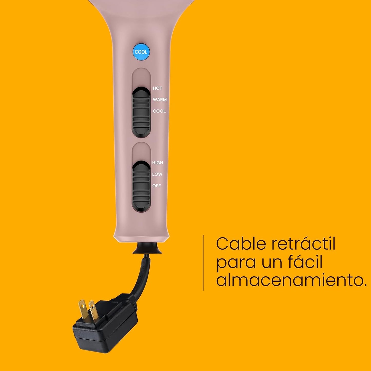Conair Secador de pelo con difusor y concentrador, 1875W, rosa clar...