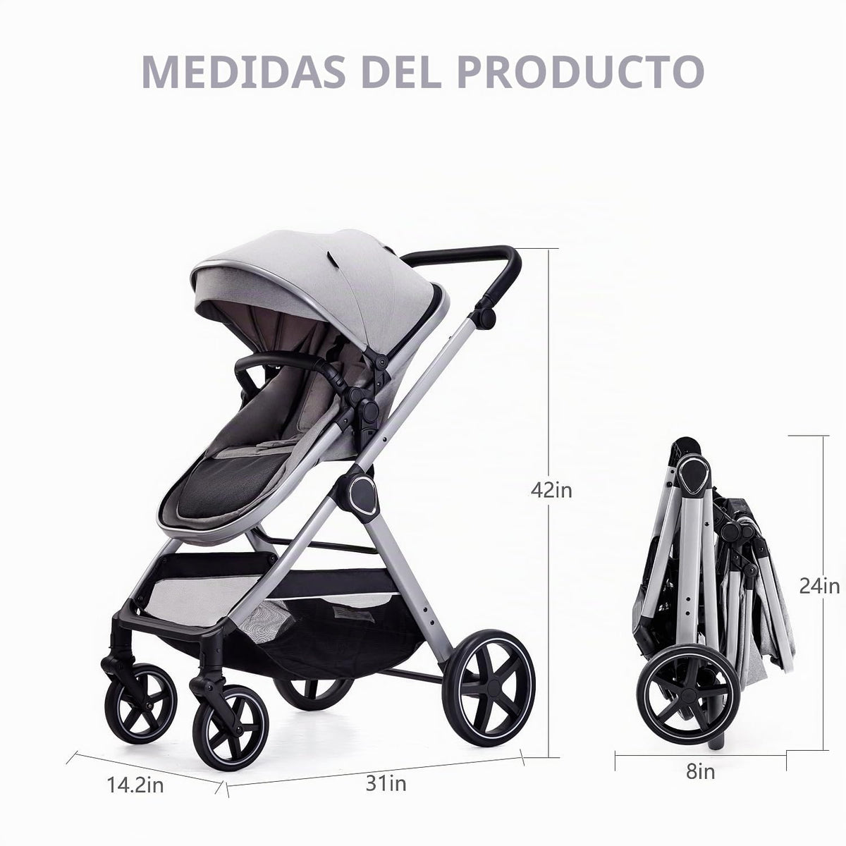 LORTSYBAB Cochecito de bebé 2 en 1, cochecito convertible para reci...