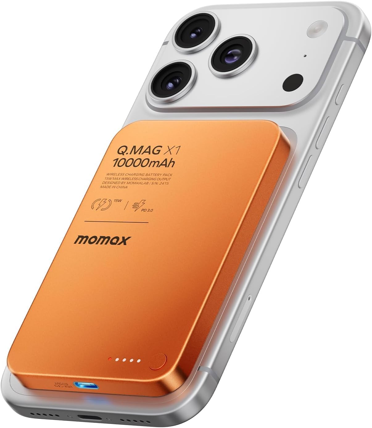 MOMAX Banco inalámbrico magnético del poder, 10000mAh delgado 0,5&#...
