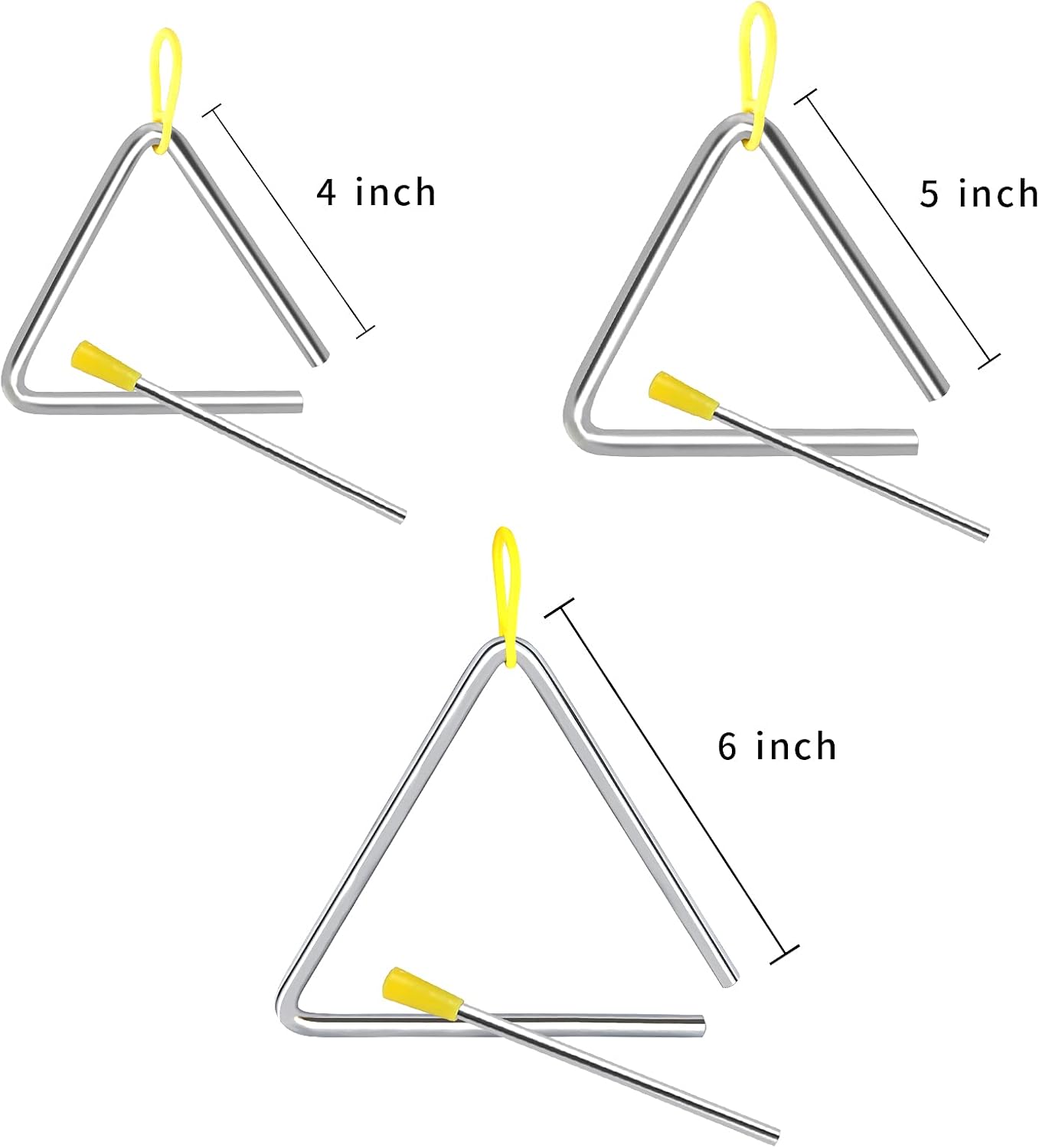 EASTROCK Juego de instrumentos triangulares, 3 paquetes, 4, 5, 6 pu...