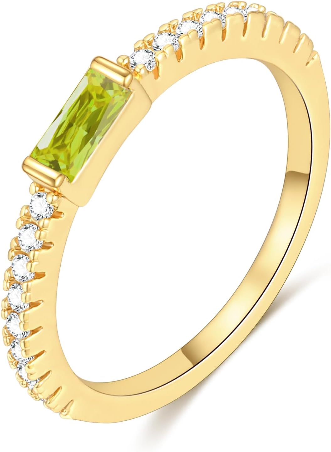 RLMOON Anillos de oro con piedra natal para mujer, no se deslustra,...