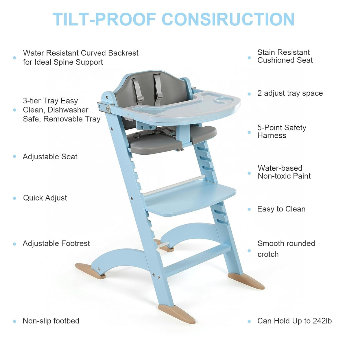 Cowiewie Silla alta convertible 3 en 1 de madera para bebés y niños...