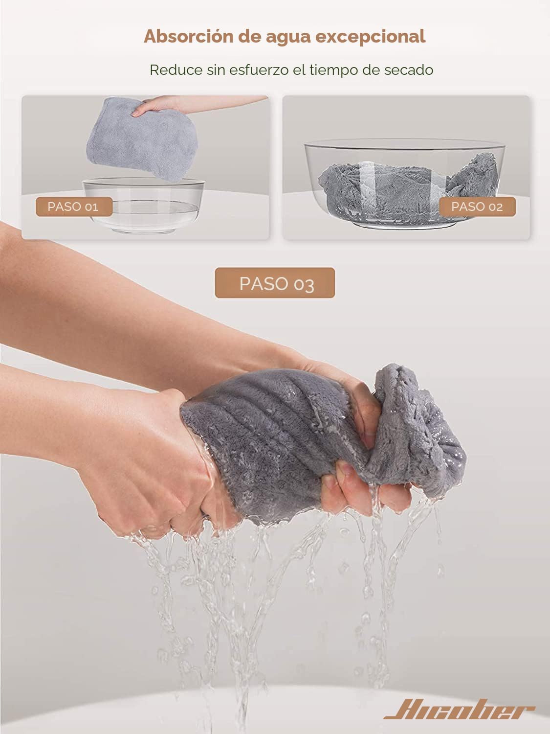 Hicober Toalla de microfibra para el cabello para mujer, morado, az...