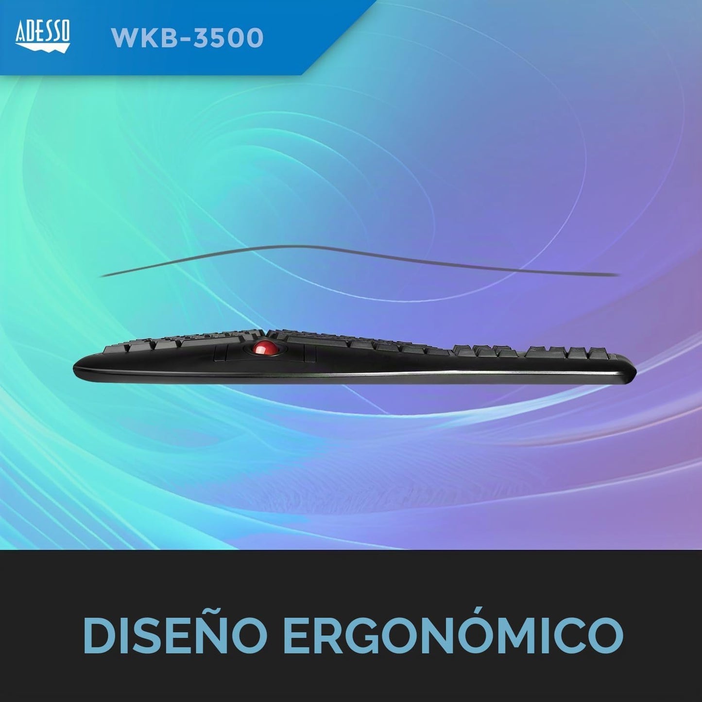 Adesso Teclado ergonómico inalámbrico 2 en 1, WKB-3500UB, negro | E...