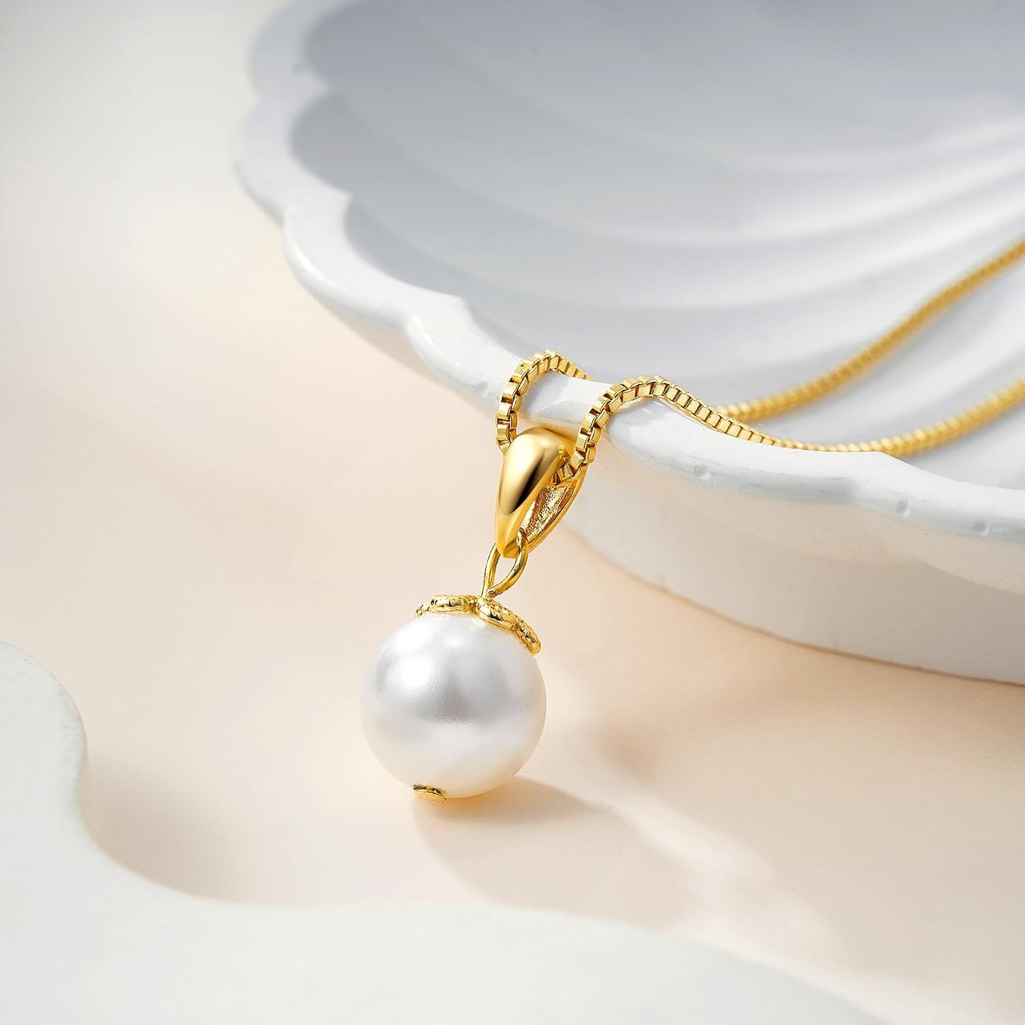 Eaciy Collares de perlas para mujer, modernos, chapados en oro de 1...