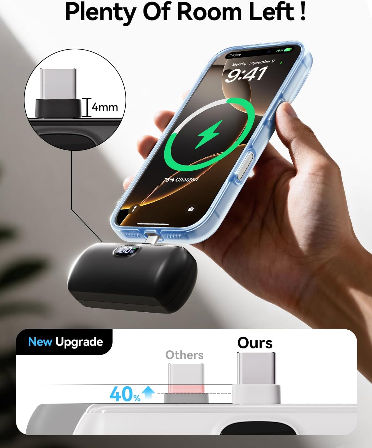 [2 paquetes] Mini cargador portátil USB C, banco de energía portáti...
