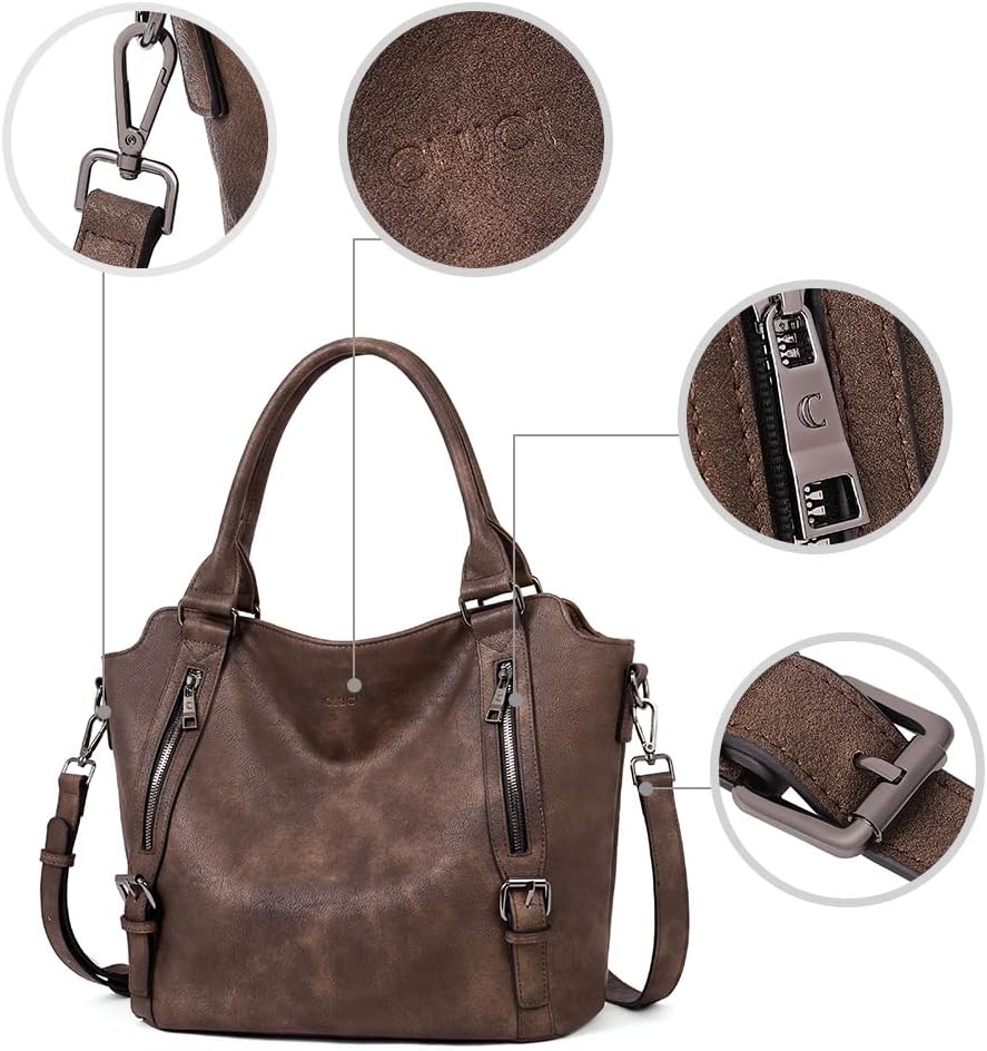 CLUCI - Bolsos de cuero vegano para mujer, bolso grande y de hombro...