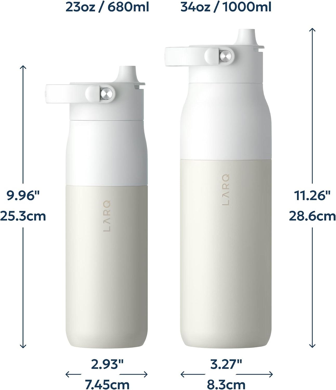 LARQ Swig - Botella de agua de acero inoxidable aislada con pajita...