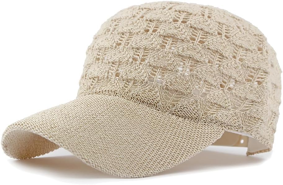 FASHIXD Gorra de béisbol de malla tejida para mujer, gorra de camio...
