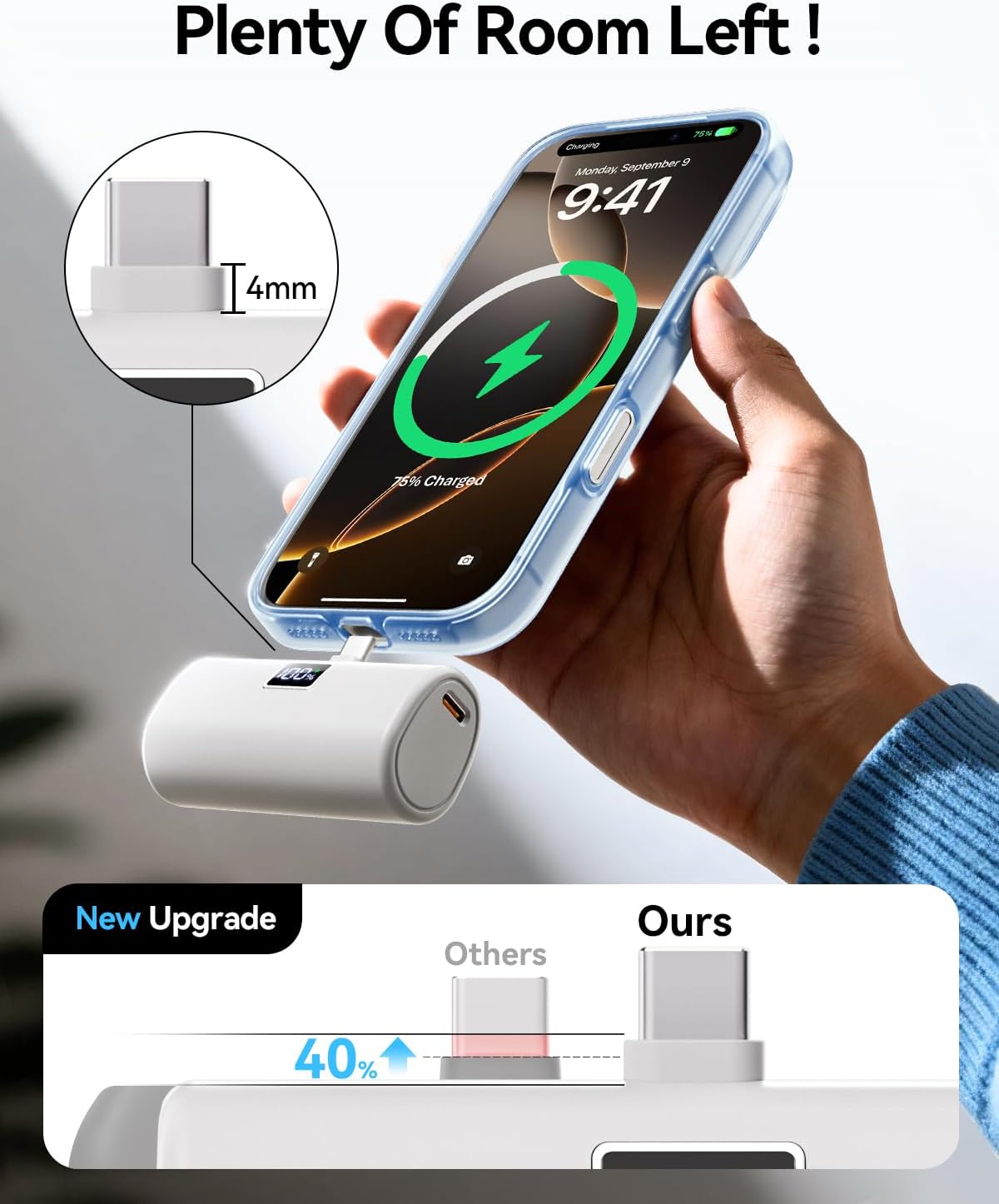 Cargador portátil USB C carga rápida mini banco de energía para iPh...