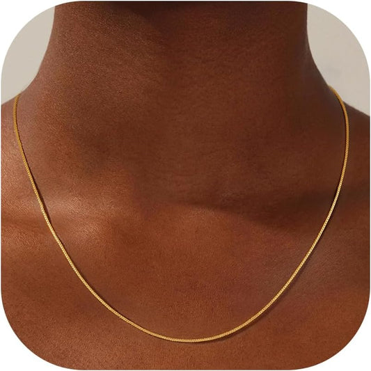 Treasure Bender Collar de oro delicado para mujer sin deslustre, co...