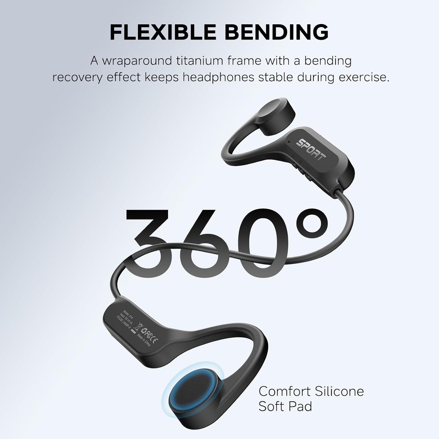 Yorlu Auriculares de conducción ósea, auriculares Bluetooth 5.4 act...