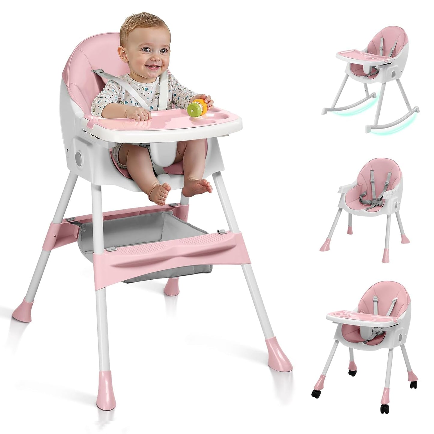 Ktaxon - Silla alta para bebé, silla alta mecedora portátil 6 en 1,...