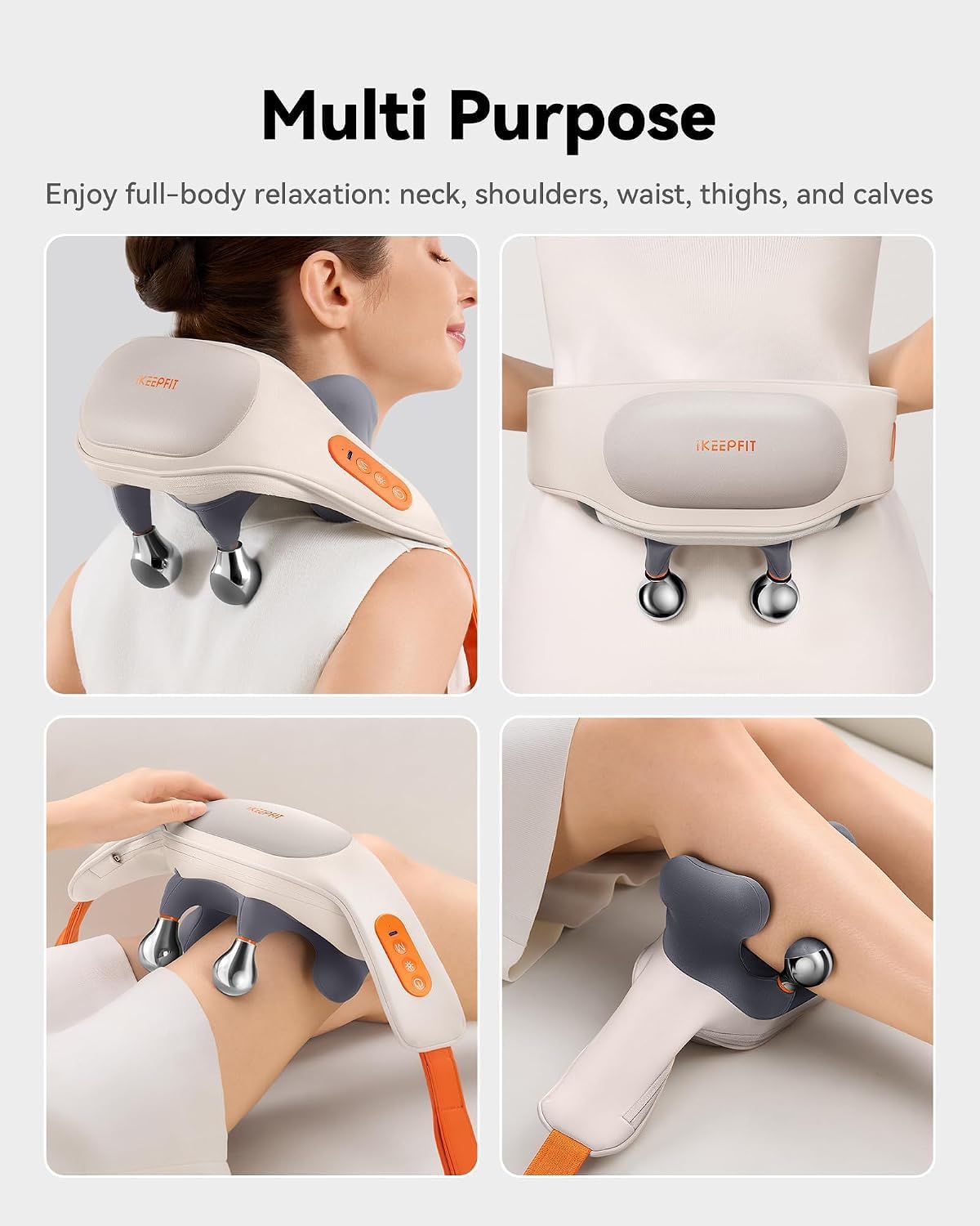 IKEEPFIT Masajeador de cuello inalámbrico con calor, masajeador de...