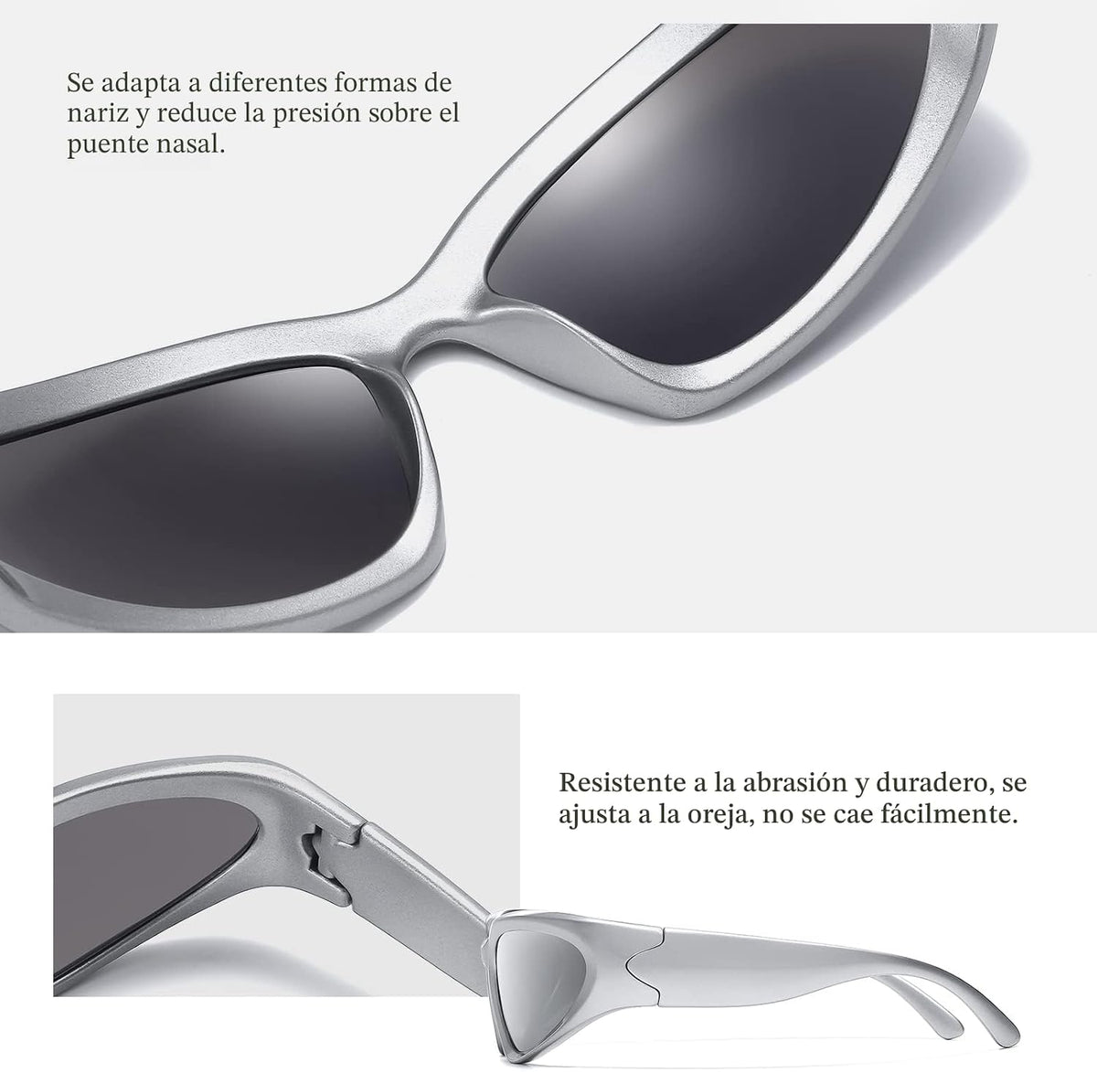 JASPIN Y2K Gafas de Sol Envolventes para Mujeres y Hombres, Plata,...