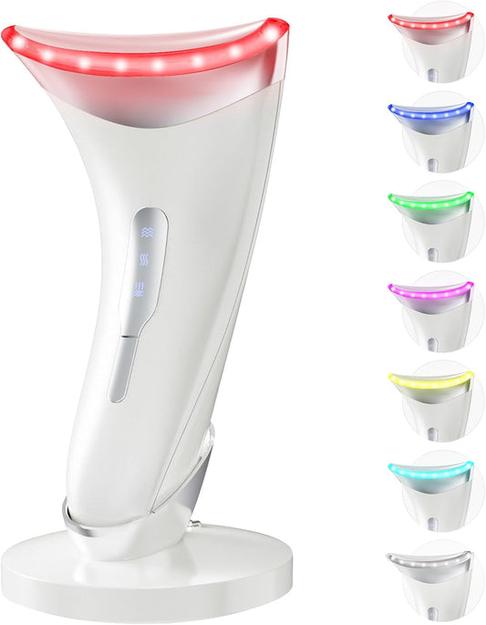 Dopsikn Terapia de luz roja para cara y cuello, masajeador facial d...