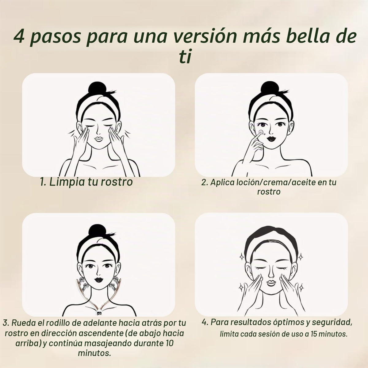 Masajeador facial con rodillo 3D, herramienta de drenaje linfático...