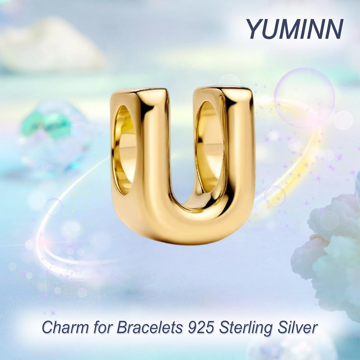 YUMINN Dijes dorados de la A a la Z para pulseras de plata esterlin...
