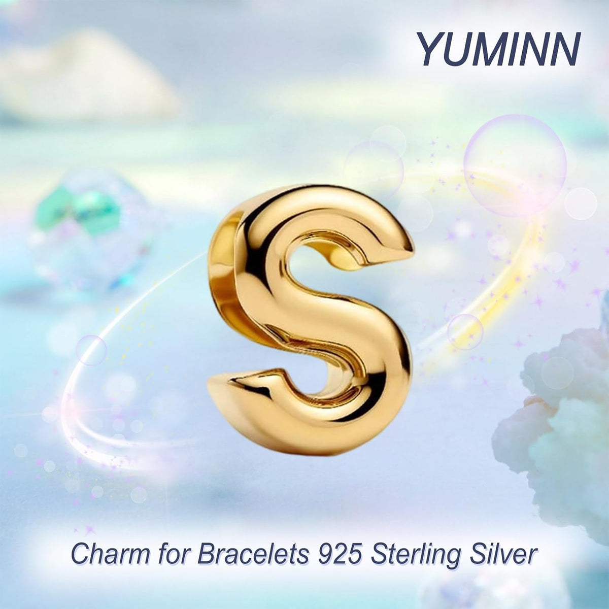 YUMINN Dijes dorados de la A a la Z para pulseras de plata esterlin...
