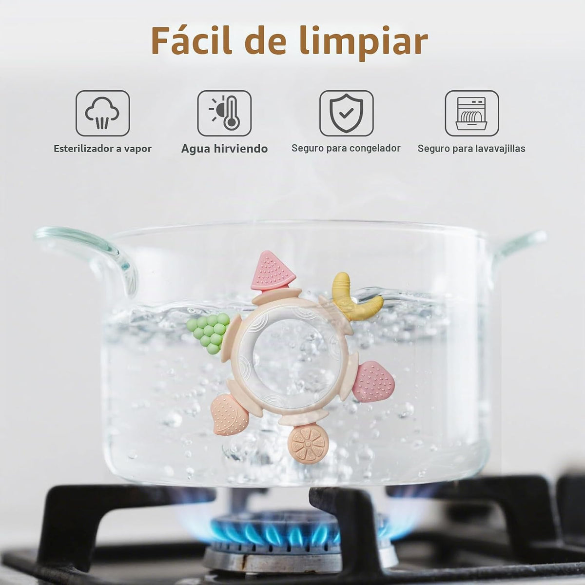 Mordedores de silicona Hooku para bebés de 6 a 12 meses, juguetes d...