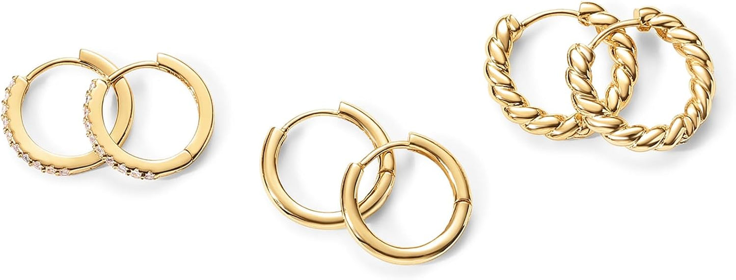 PAVOI Pendientes de aro de oro para mujer – Plata de ley 925 chapad...