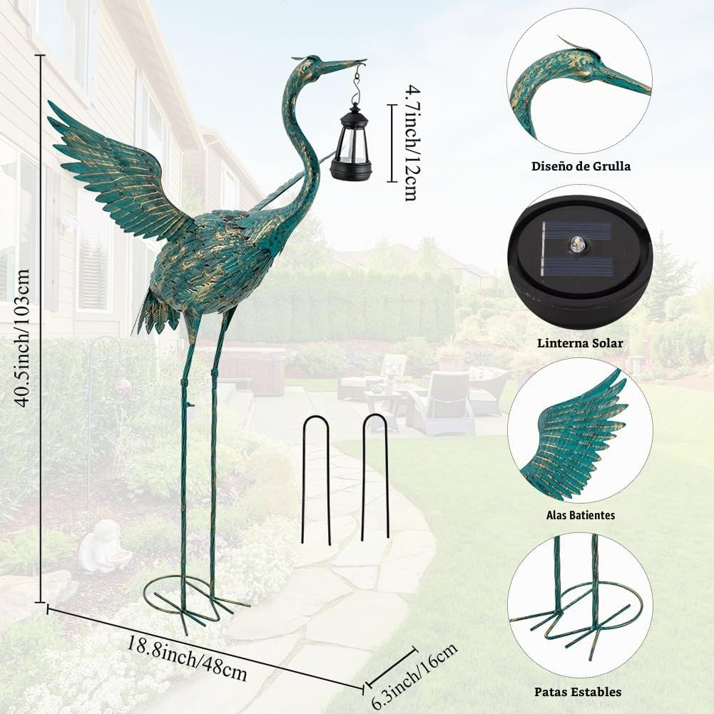 DREAMSOUL Heron Garden - Estatuas de pájaro de grúa de 40.5 pulgada...