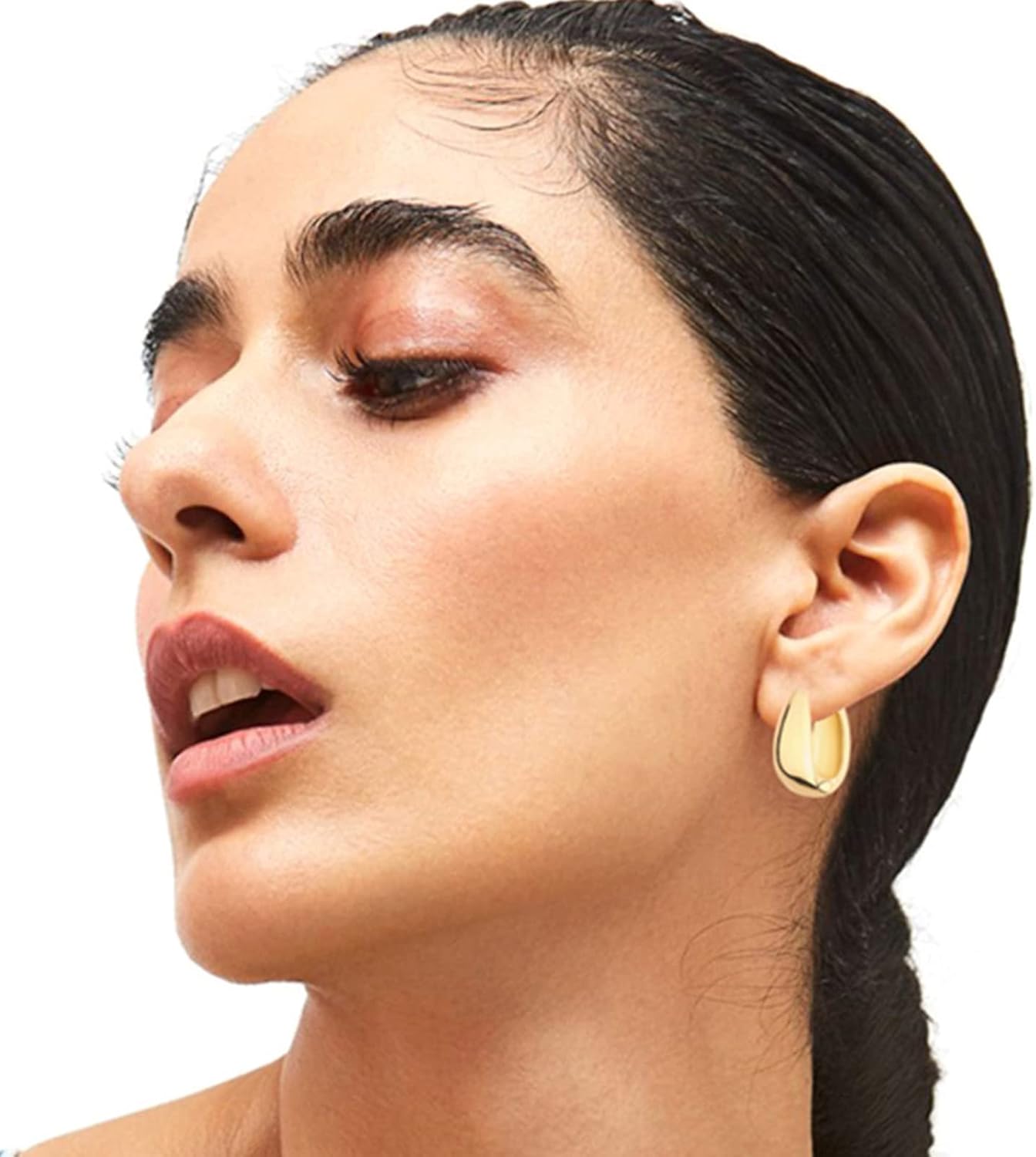 6 pares de aretes de aro chapados en oro de 14 quilates para mujer,...