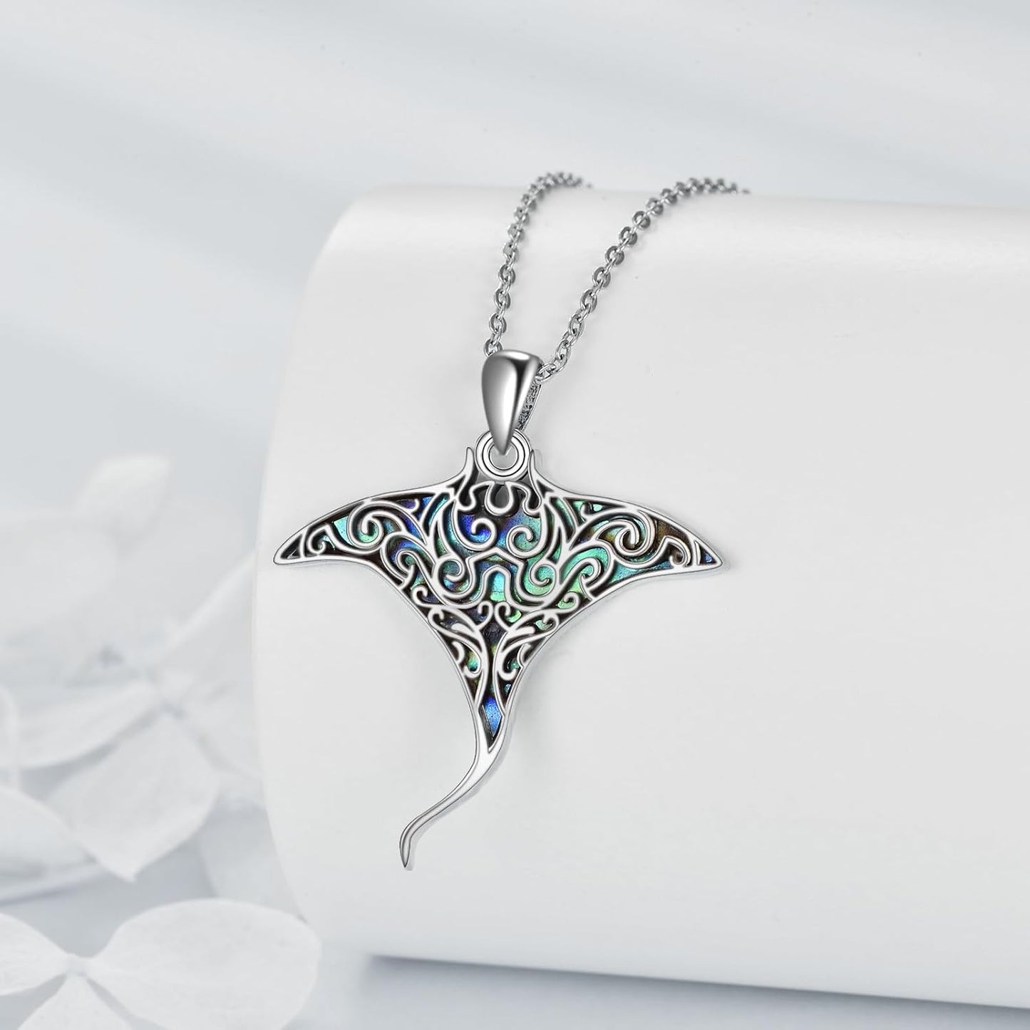 URONE Collar de plata de ley 925 con diseño de animales del océano,...