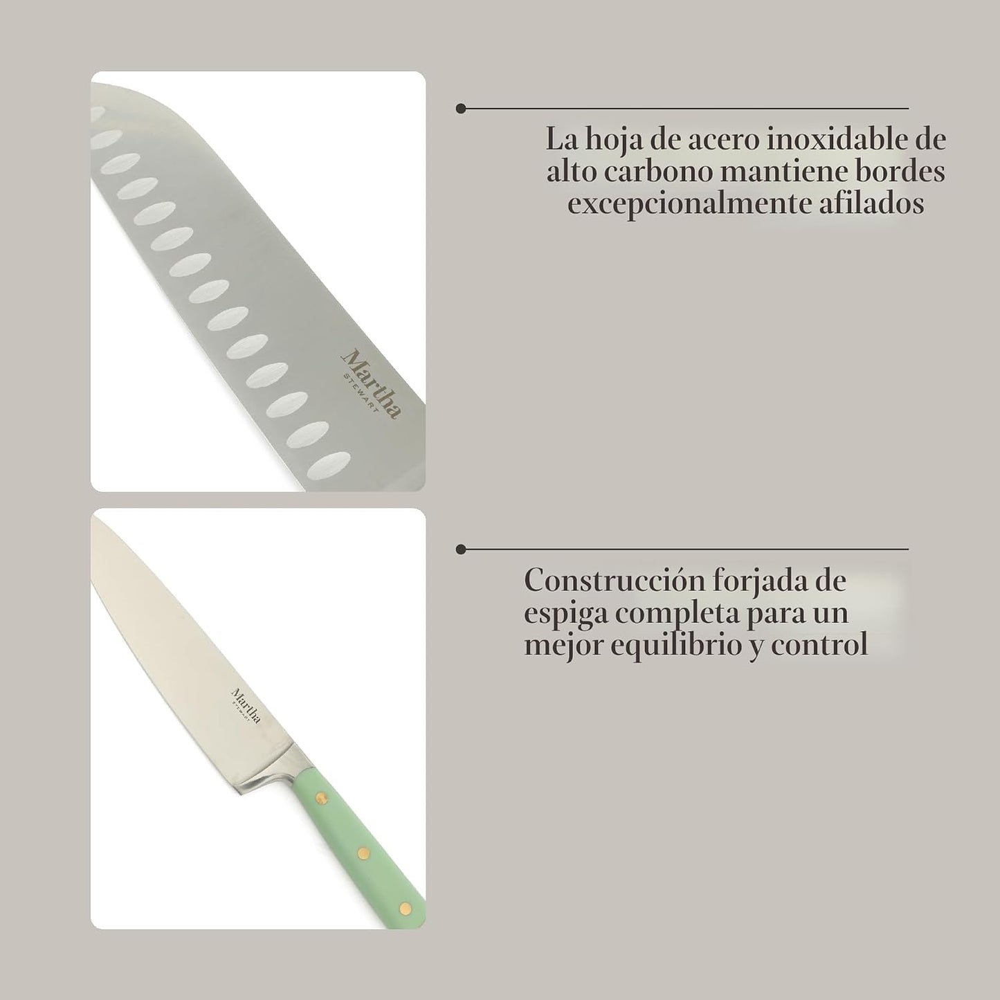 Martha Stewart Juego de 16 cuchillos de cocina Lockton de acero ino...