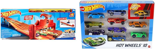 Paquete de juego de Hot Wheels con luces, sonidos y 6 vehículos, pi...