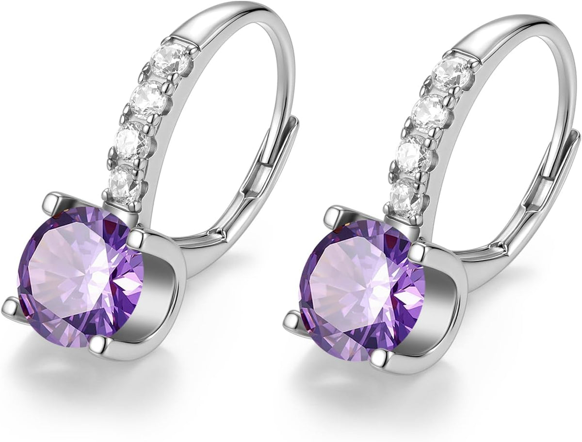 FANCIME Pendientes colgantes con piedra natal para mujer de plata d...